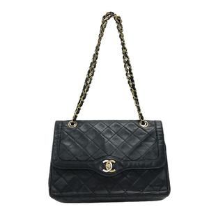 Chanel Matelasse W Flap Handbag Black